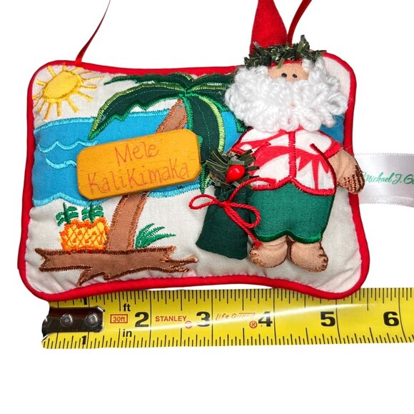 Michael J Gillan Hawaii Mele Kalikimaka Santa Pillow Ornament 3D Hanging - Picture 9 of 9